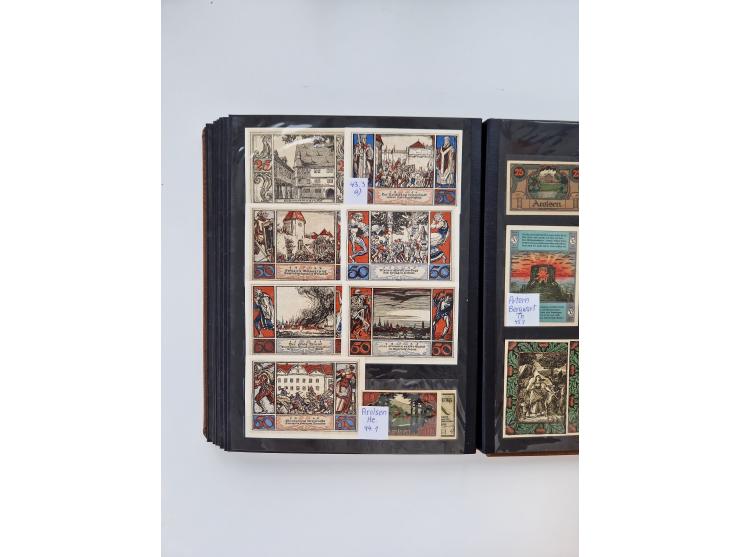 Notgeld-Serienscheine, saubere Sammlung in 16 meist dicken Steckalben, sauber nach Orten und Serien sortiert, überschlägig et