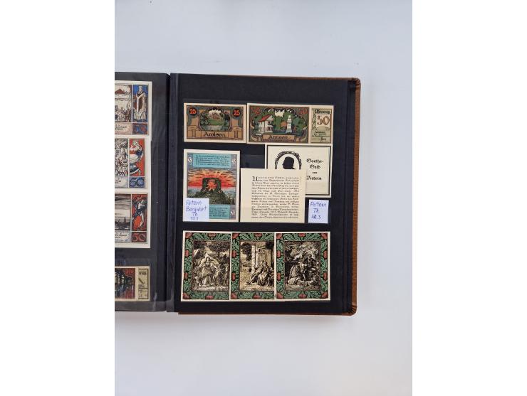 Notgeld-Serienscheine, saubere Sammlung in 16 meist dicken Steckalben, sauber nach Orten und Serien sortiert, überschlägig et