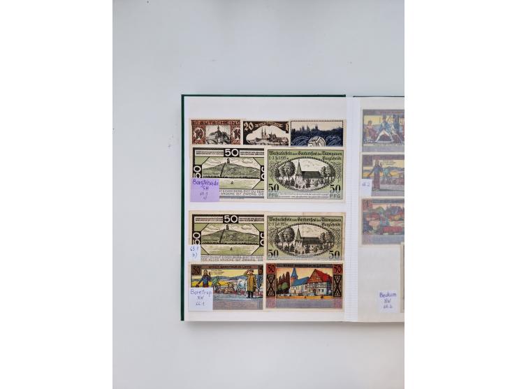 Notgeld-Serienscheine, saubere Sammlung in 16 meist dicken Steckalben, sauber nach Orten und Serien sortiert, überschlägig et