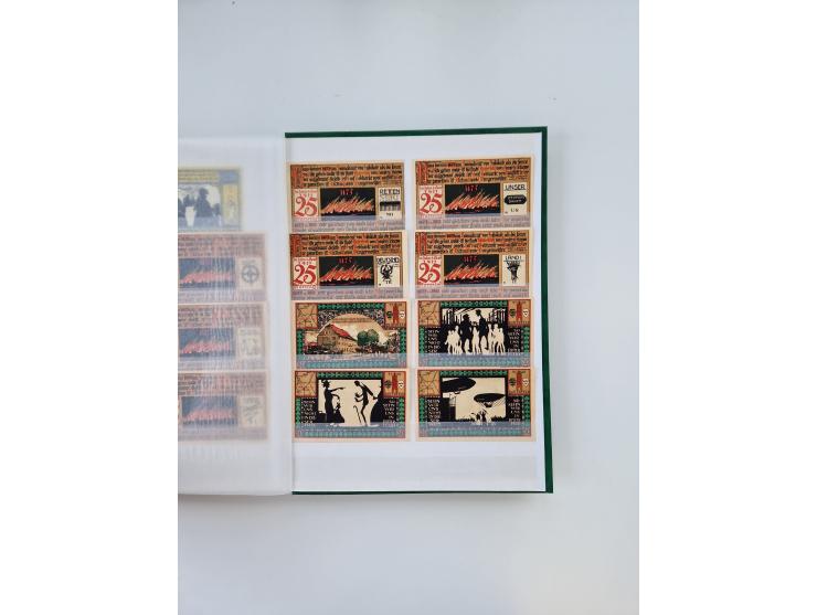 Notgeld-Serienscheine, saubere Sammlung in 16 meist dicken Steckalben, sauber nach Orten und Serien sortiert, überschlägig et