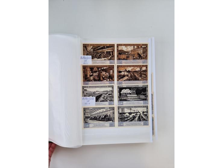 Notgeld-Serienscheine, saubere Sammlung in 16 meist dicken Steckalben, sauber nach Orten und Serien sortiert, überschlägig et