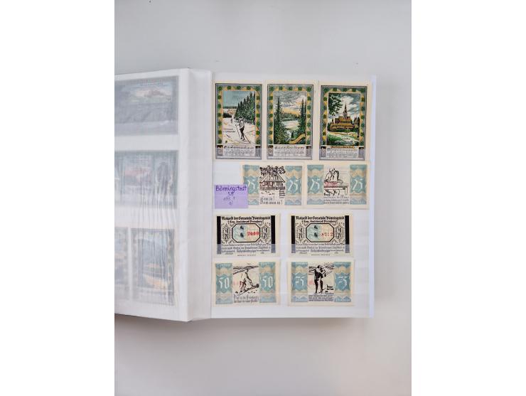 Notgeld-Serienscheine, saubere Sammlung in 16 meist dicken Steckalben, sauber nach Orten und Serien sortiert, überschlägig et