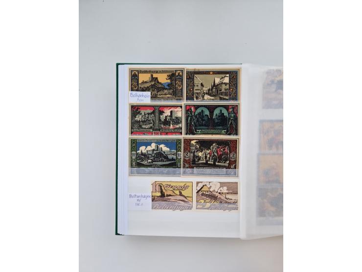 Notgeld-Serienscheine, saubere Sammlung in 16 meist dicken Steckalben, sauber nach Orten und Serien sortiert, überschlägig et