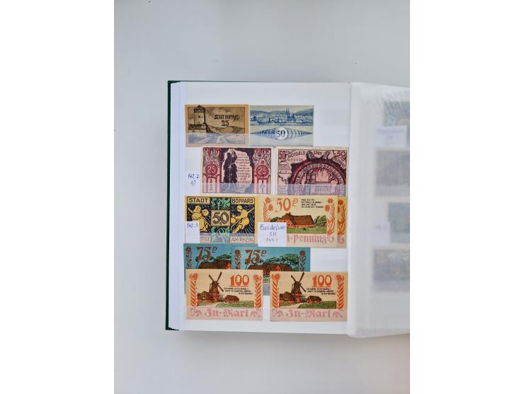 Notgeld-Serienscheine, saubere Sammlung in 16 meist dicken Steckalben, sauber nach Orten und Serien sortiert, überschlägig et