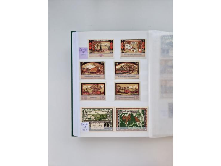 Notgeld-Serienscheine, saubere Sammlung in 16 meist dicken Steckalben, sauber nach Orten und Serien sortiert, überschlägig et