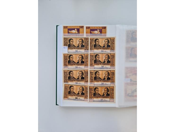 Notgeld-Serienscheine, saubere Sammlung in 16 meist dicken Steckalben, sauber nach Orten und Serien sortiert, überschlägig et