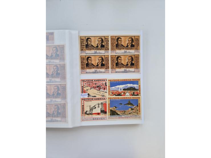 Notgeld-Serienscheine, saubere Sammlung in 16 meist dicken Steckalben, sauber nach Orten und Serien sortiert, überschlägig et