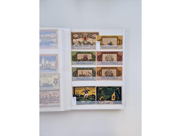 Notgeld-Serienscheine, saubere Sammlung in 16 meist dicken Steckalben, sauber nach Orten und Serien sortiert, überschlägig et