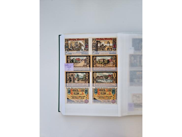 Notgeld-Serienscheine, saubere Sammlung in 16 meist dicken Steckalben, sauber nach Orten und Serien sortiert, überschlägig et