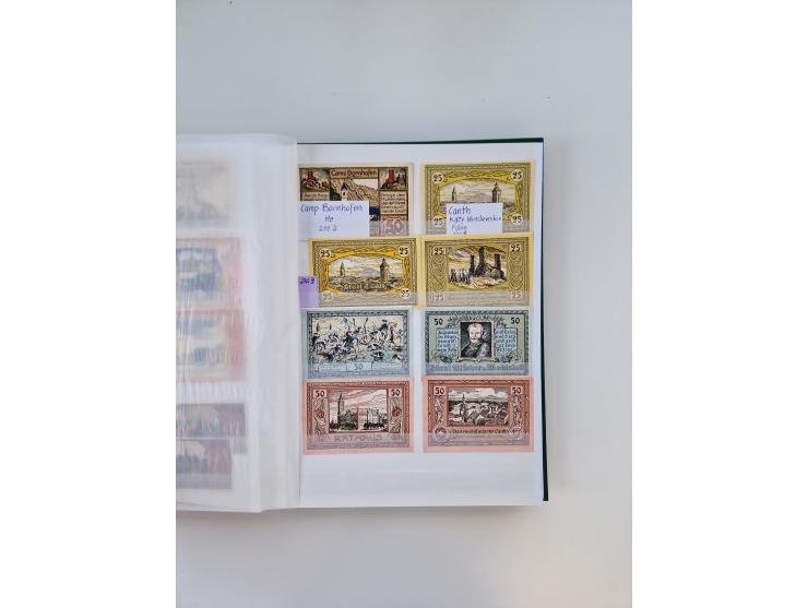 Notgeld-Serienscheine, saubere Sammlung in 16 meist dicken Steckalben, sauber nach Orten und Serien sortiert, überschlägig et