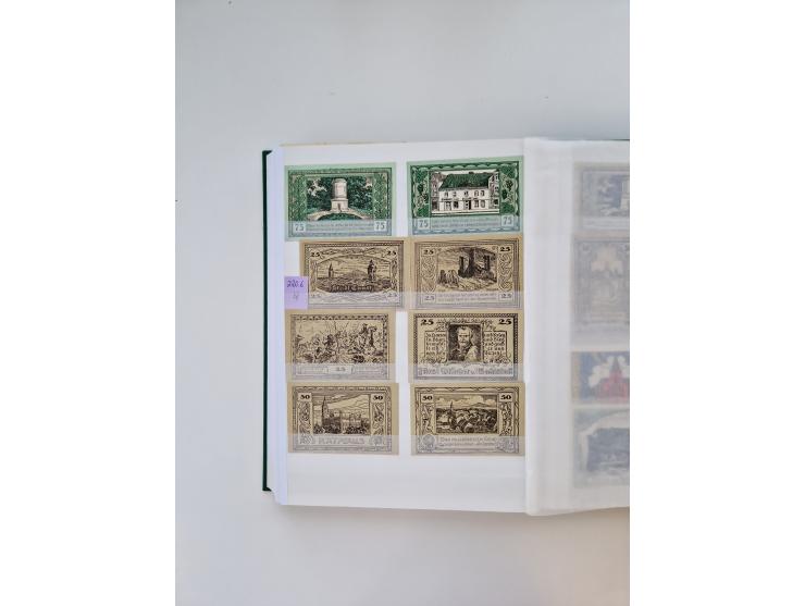 Notgeld-Serienscheine, saubere Sammlung in 16 meist dicken Steckalben, sauber nach Orten und Serien sortiert, überschlägig et