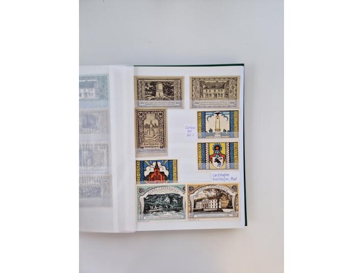 Notgeld-Serienscheine, saubere Sammlung in 16 meist dicken Steckalben, sauber nach Orten und Serien sortiert, überschlägig et