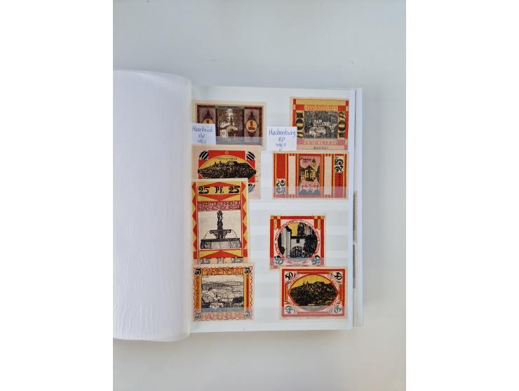 Notgeld-Serienscheine, saubere Sammlung in 16 meist dicken Steckalben, sauber nach Orten und Serien sortiert, überschlägig et