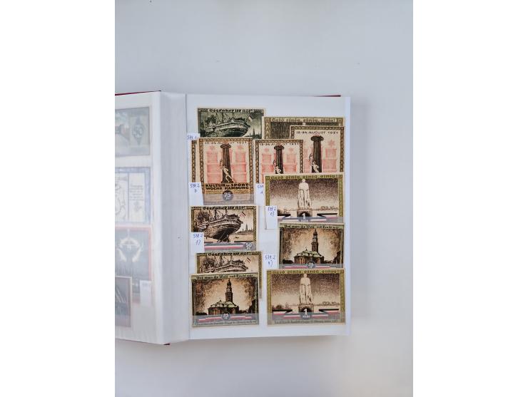 Notgeld-Serienscheine, saubere Sammlung in 16 meist dicken Steckalben, sauber nach Orten und Serien sortiert, überschlägig et