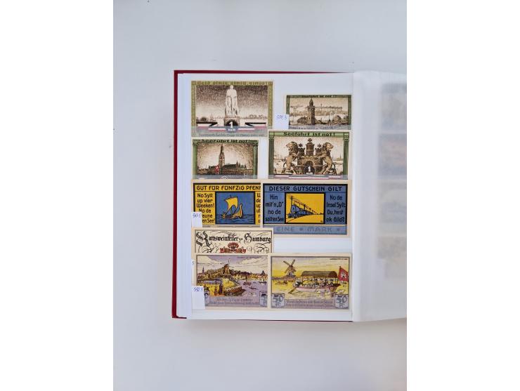 Notgeld-Serienscheine, saubere Sammlung in 16 meist dicken Steckalben, sauber nach Orten und Serien sortiert, überschlägig et