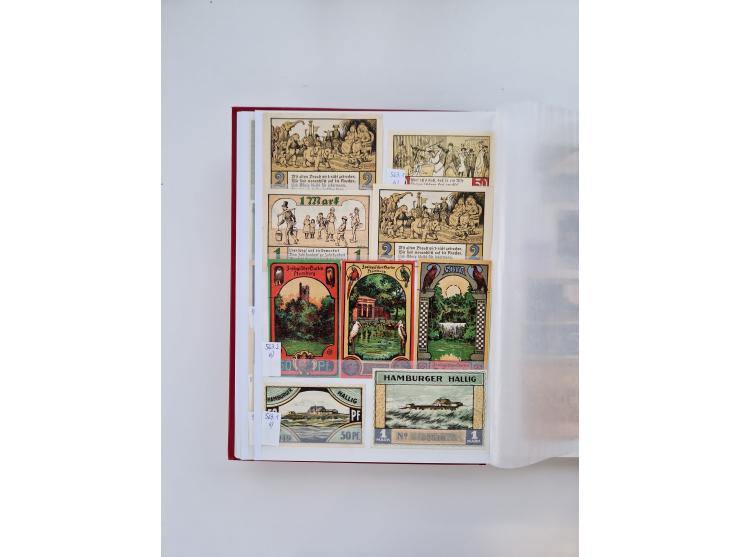 Notgeld-Serienscheine, saubere Sammlung in 16 meist dicken Steckalben, sauber nach Orten und Serien sortiert, überschlägig et