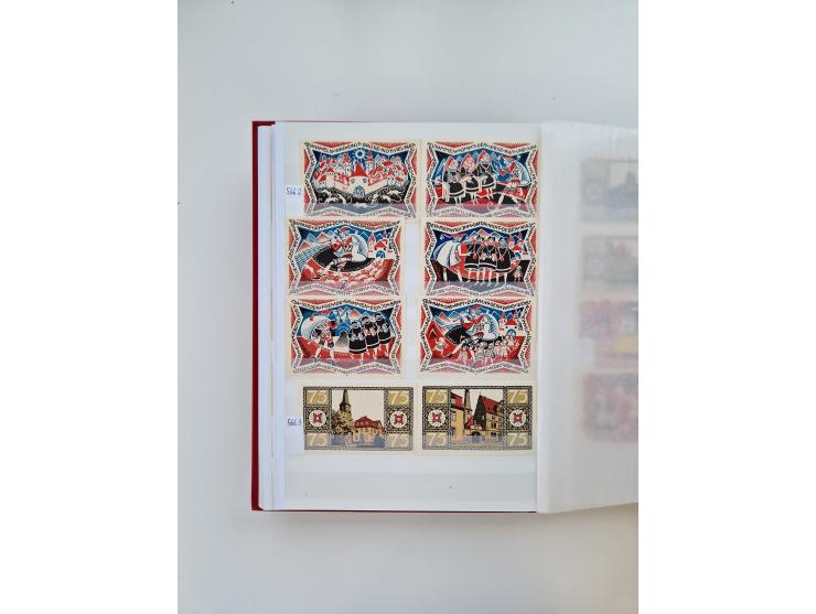 Notgeld-Serienscheine, saubere Sammlung in 16 meist dicken Steckalben, sauber nach Orten und Serien sortiert, überschlägig et