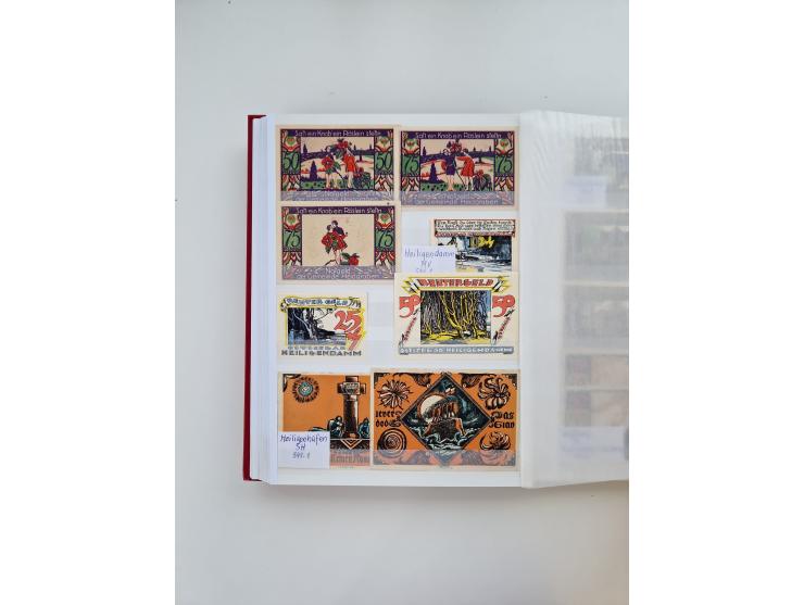 Notgeld-Serienscheine, saubere Sammlung in 16 meist dicken Steckalben, sauber nach Orten und Serien sortiert, überschlägig et