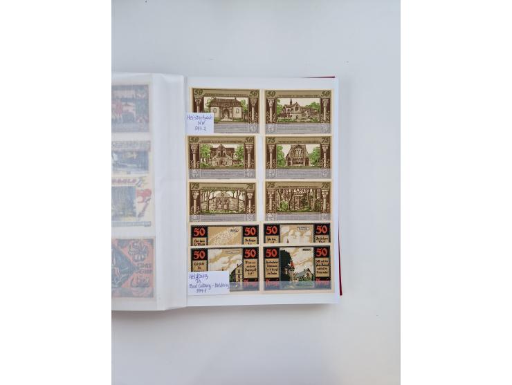 Notgeld-Serienscheine, saubere Sammlung in 16 meist dicken Steckalben, sauber nach Orten und Serien sortiert, überschlägig et