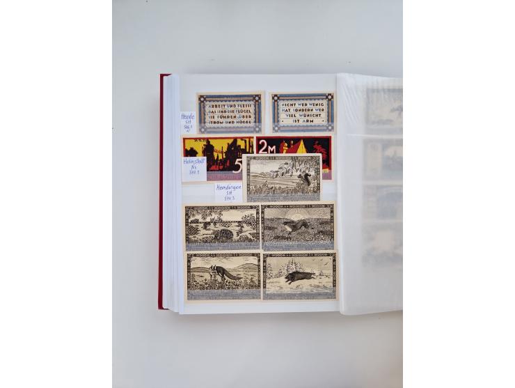 Notgeld-Serienscheine, saubere Sammlung in 16 meist dicken Steckalben, sauber nach Orten und Serien sortiert, überschlägig et