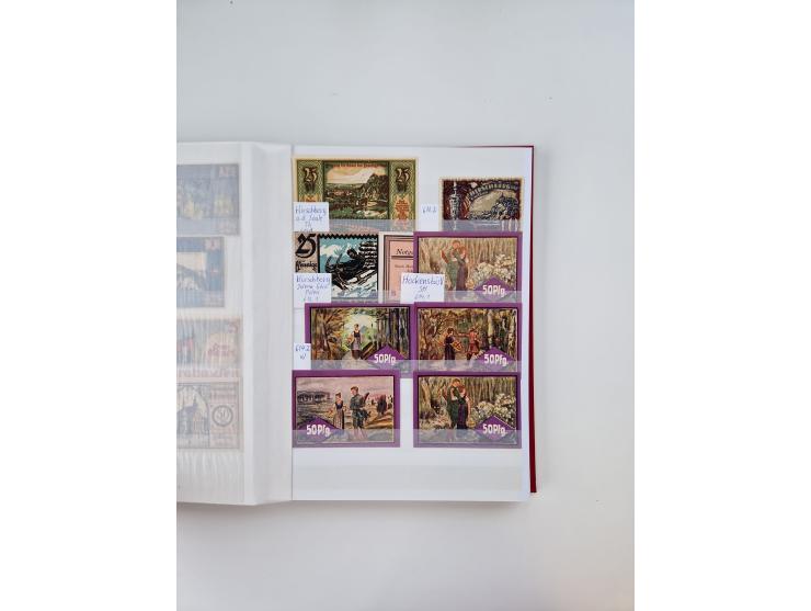 Notgeld-Serienscheine, saubere Sammlung in 16 meist dicken Steckalben, sauber nach Orten und Serien sortiert, überschlägig et