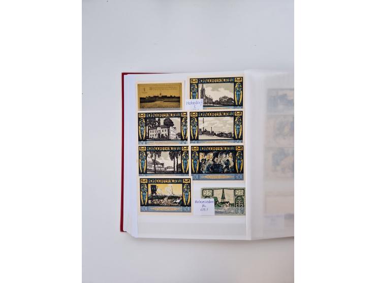 Notgeld-Serienscheine, saubere Sammlung in 16 meist dicken Steckalben, sauber nach Orten und Serien sortiert, überschlägig et