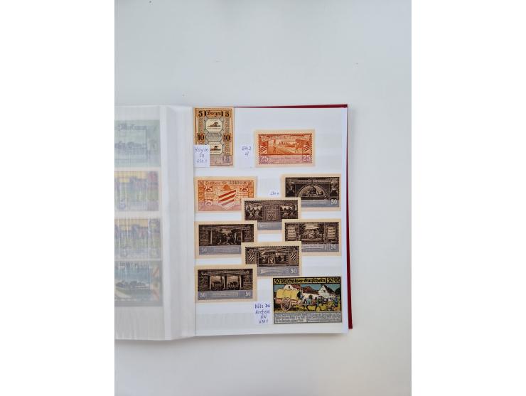 Notgeld-Serienscheine, saubere Sammlung in 16 meist dicken Steckalben, sauber nach Orten und Serien sortiert, überschlägig et