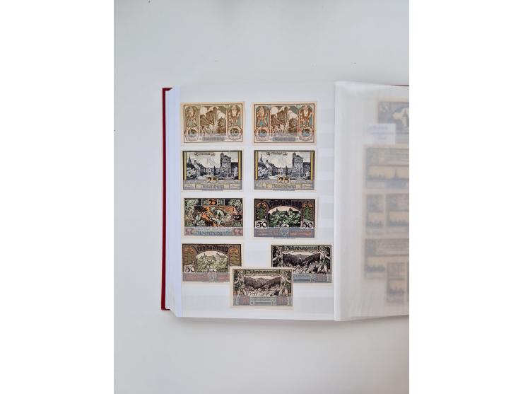 Notgeld-Serienscheine, saubere Sammlung in 16 meist dicken Steckalben, sauber nach Orten und Serien sortiert, überschlägig et