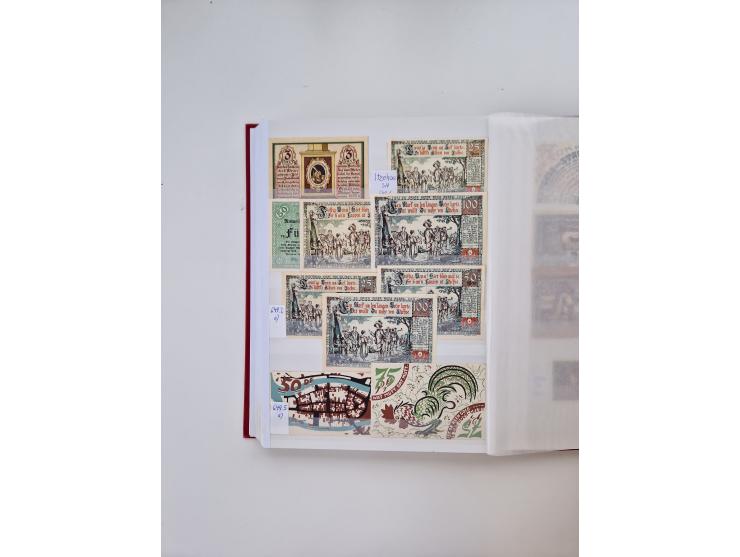 Notgeld-Serienscheine, saubere Sammlung in 16 meist dicken Steckalben, sauber nach Orten und Serien sortiert, überschlägig et