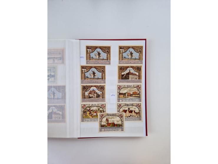 Notgeld-Serienscheine, saubere Sammlung in 16 meist dicken Steckalben, sauber nach Orten und Serien sortiert, überschlägig et