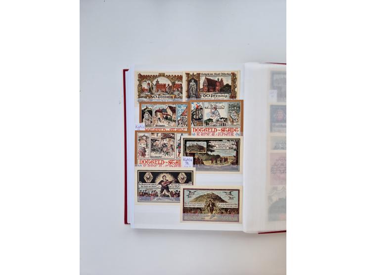 Notgeld-Serienscheine, saubere Sammlung in 16 meist dicken Steckalben, sauber nach Orten und Serien sortiert, überschlägig et