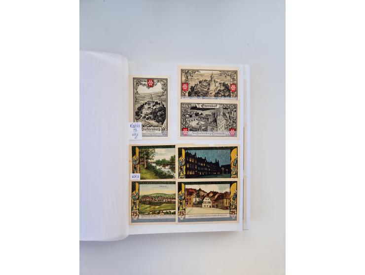 Notgeld-Serienscheine, saubere Sammlung in 16 meist dicken Steckalben, sauber nach Orten und Serien sortiert, überschlägig et