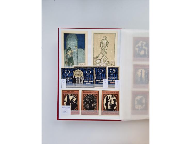 Notgeld-Serienscheine, saubere Sammlung in 16 meist dicken Steckalben, sauber nach Orten und Serien sortiert, überschlägig et