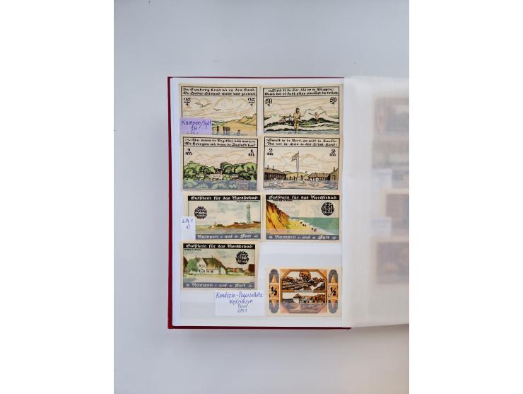 Notgeld-Serienscheine, saubere Sammlung in 16 meist dicken Steckalben, sauber nach Orten und Serien sortiert, überschlägig et