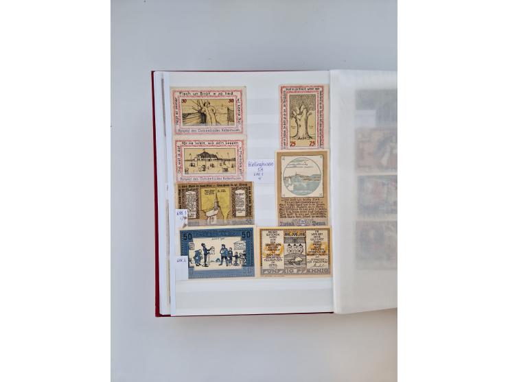 Notgeld-Serienscheine, saubere Sammlung in 16 meist dicken Steckalben, sauber nach Orten und Serien sortiert, überschlägig et