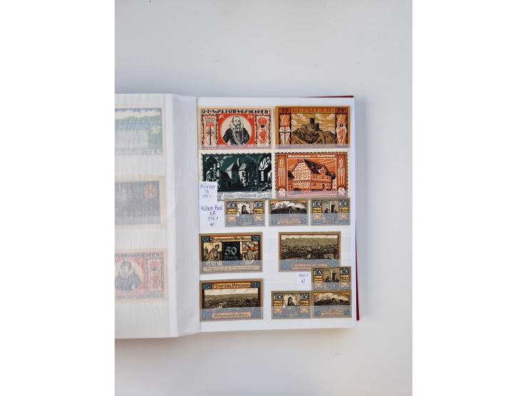 Notgeld-Serienscheine, saubere Sammlung in 16 meist dicken Steckalben, sauber nach Orten und Serien sortiert, überschlägig et