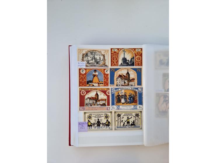 Notgeld-Serienscheine, saubere Sammlung in 16 meist dicken Steckalben, sauber nach Orten und Serien sortiert, überschlägig et