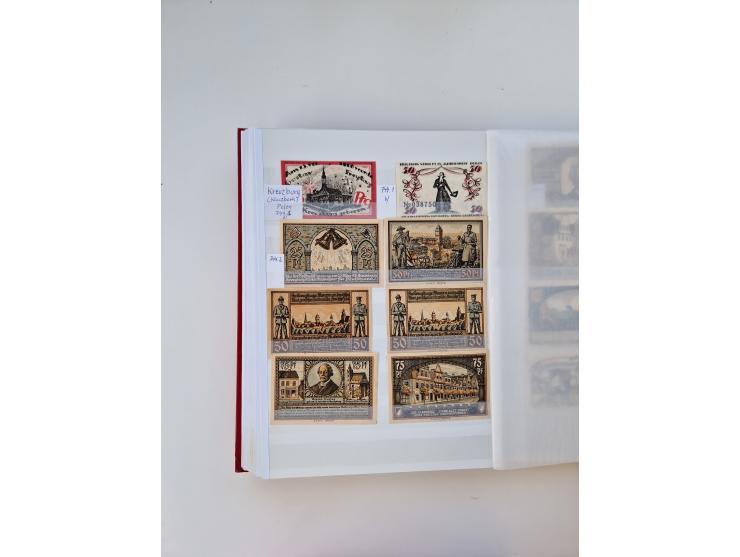 Notgeld-Serienscheine, saubere Sammlung in 16 meist dicken Steckalben, sauber nach Orten und Serien sortiert, überschlägig et