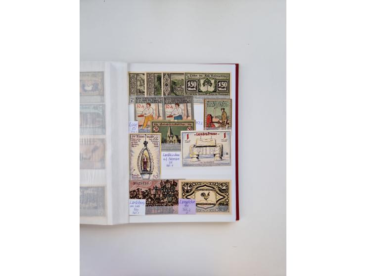 Notgeld-Serienscheine, saubere Sammlung in 16 meist dicken Steckalben, sauber nach Orten und Serien sortiert, überschlägig et