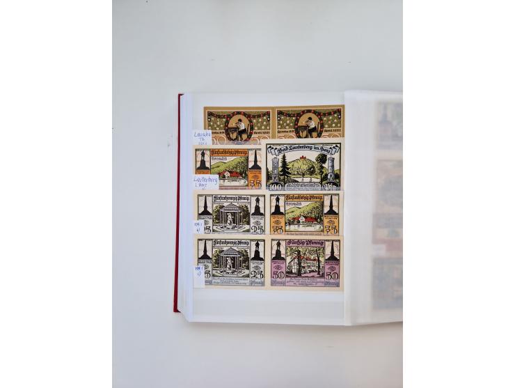 Notgeld-Serienscheine, saubere Sammlung in 16 meist dicken Steckalben, sauber nach Orten und Serien sortiert, überschlägig et