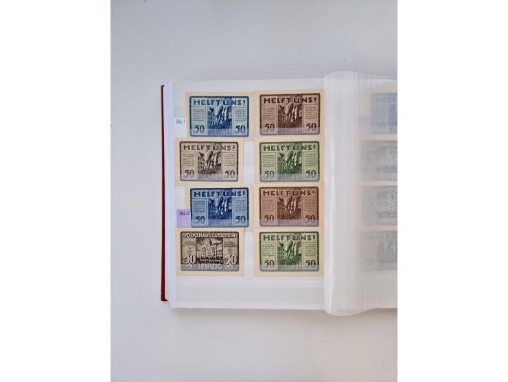 Notgeld-Serienscheine, saubere Sammlung in 16 meist dicken Steckalben, sauber nach Orten und Serien sortiert, überschlägig et