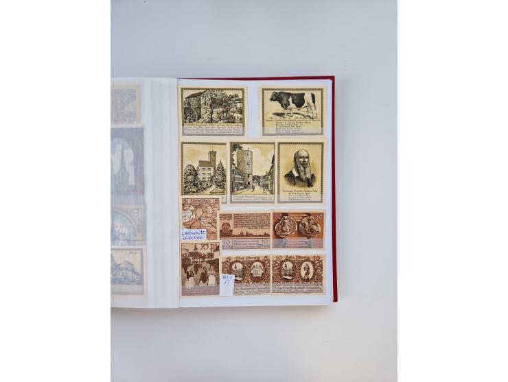 Notgeld-Serienscheine, saubere Sammlung in 16 meist dicken Steckalben, sauber nach Orten und Serien sortiert, überschlägig et