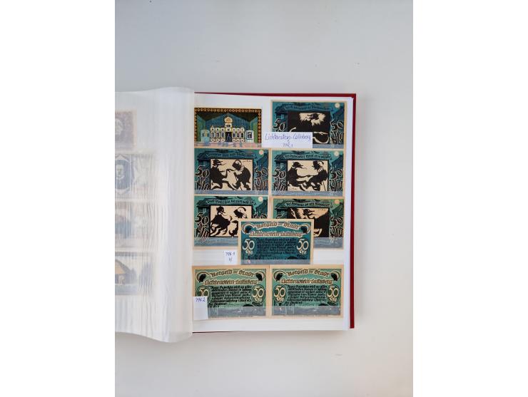 Notgeld-Serienscheine, saubere Sammlung in 16 meist dicken Steckalben, sauber nach Orten und Serien sortiert, überschlägig et