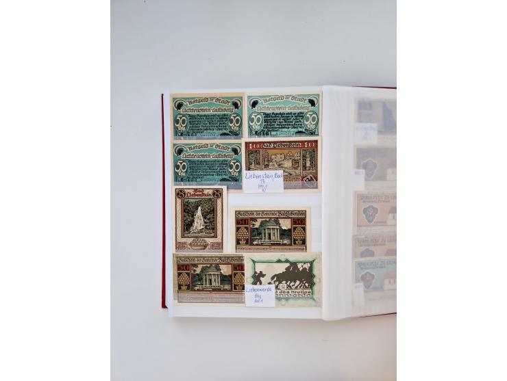 Notgeld-Serienscheine, saubere Sammlung in 16 meist dicken Steckalben, sauber nach Orten und Serien sortiert, überschlägig et