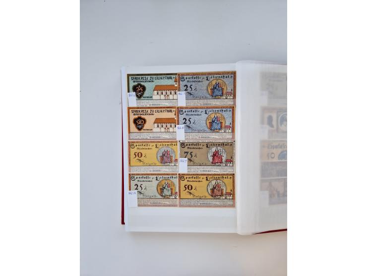 Notgeld-Serienscheine, saubere Sammlung in 16 meist dicken Steckalben, sauber nach Orten und Serien sortiert, überschlägig et