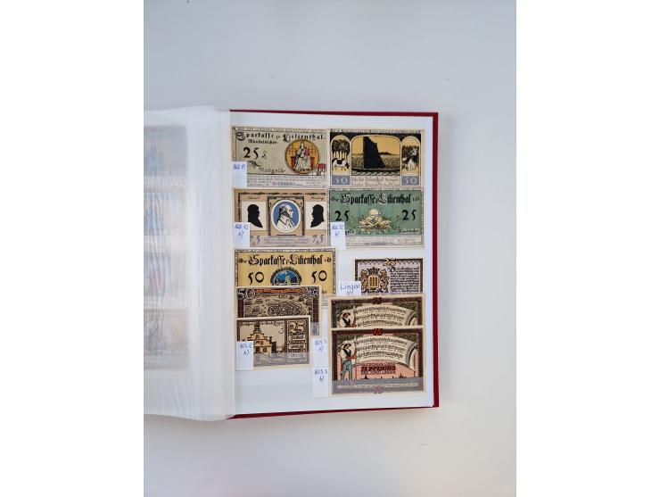 Notgeld-Serienscheine, saubere Sammlung in 16 meist dicken Steckalben, sauber nach Orten und Serien sortiert, überschlägig et