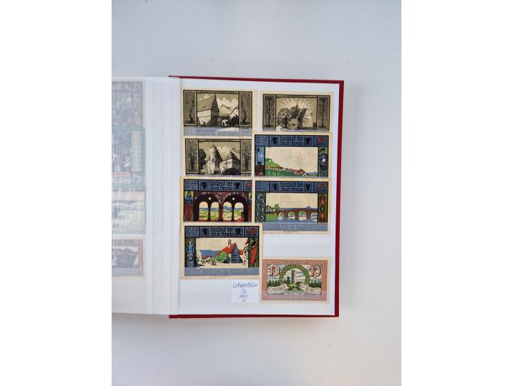 Notgeld-Serienscheine, saubere Sammlung in 16 meist dicken Steckalben, sauber nach Orten und Serien sortiert, überschlägig et