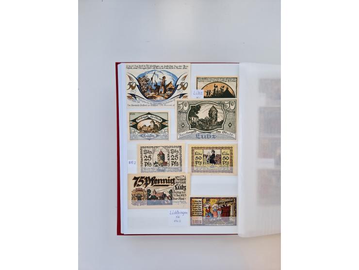 Notgeld-Serienscheine, saubere Sammlung in 16 meist dicken Steckalben, sauber nach Orten und Serien sortiert, überschlägig et