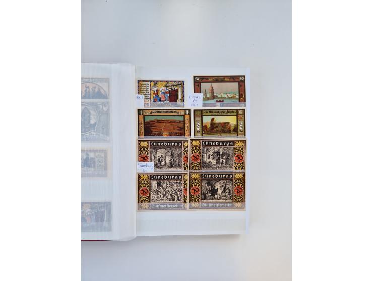 Notgeld-Serienscheine, saubere Sammlung in 16 meist dicken Steckalben, sauber nach Orten und Serien sortiert, überschlägig et