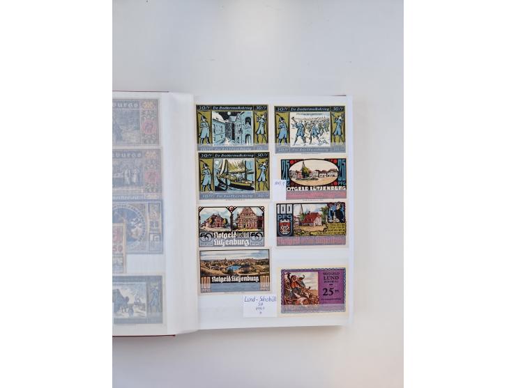 Notgeld-Serienscheine, saubere Sammlung in 16 meist dicken Steckalben, sauber nach Orten und Serien sortiert, überschlägig et